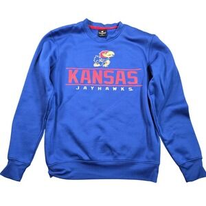 Kansas Jayhawks Sweatshirt Mens Small Blue Pullover NCAA Basketball Colosseum